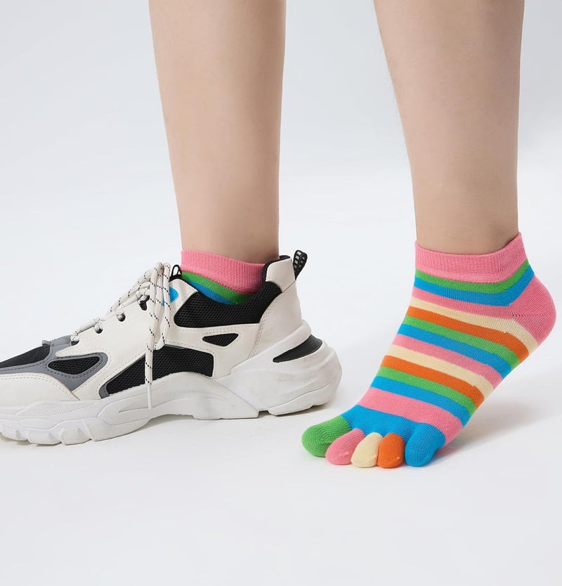 Fasot Women Toe Socks 5 Finger Cotton Wicking Athletic 6 Pack 3 Pack - Image 4